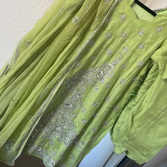 Indian suit 3 piece set with stone work green color salwar suit - Picture 5 of 5